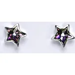 Zlaté náušnice se Swarovski krystalem vitrail light, bílé zlato, hvězda, NŠ 1326