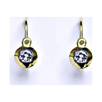 Náušnice Zlaté dětské náušničky, zirkon lavender,žluté zlato, NK 1319