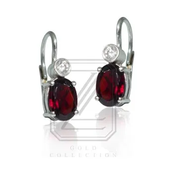 Náušnice Zlaté náušnice, přírodní granát a zirkon ,bílé i žluté zlato - VE 146