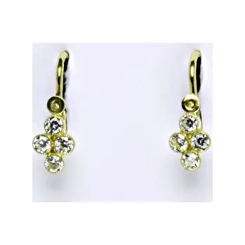 Náušnice Dětské zlaté náušnice ,žluté zlato, čiré zirkony - 1308 poslední pár (Zlaté dětské náušnice)
