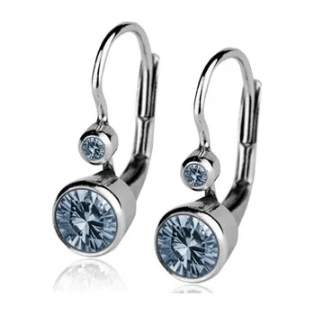 Náušnice Dívčí stříbrné náušnice se dvěma světle modrými zirkony