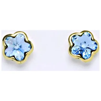 Náušnice NŠ 1297 Zlaté náušnice na šroubek, zlato žluté, krystal Swarovski Akvamarín