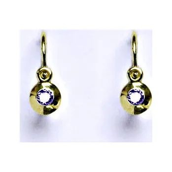 Náušnice Zlaté dětské náušničky, zirkon ametyst,žluté zlato, NK 1330