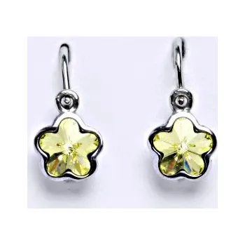 Náušnice 1 NK 1297 Dětské náušnice bílé zlato, krystal Swarovski barva Jonquil