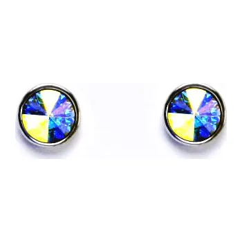 Náušnice Zlaté náušnice na šroubek se Swarovski AB krystalem, bílé zlato, NŠ 1336