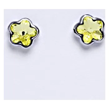 Náušnice NŠ 1297 Zlaté náušnice na šroubek, bílé zlato, krystal Swarovski Jonquil