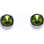Zlaté náušnice na šroubek se Swarovski krystalem olivín, bílé zlato, NŠ 1336