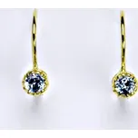 Zlaté náušnice , žluté i bílé zlato , zirkon akvamarin - VE 141 (zirkon 3,5 mm)