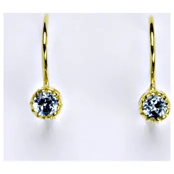 Náušnice Zlaté náušnice , žluté i bílé zlato , zirkon akvamarin - VE 141 (zirkon 3,5 mm)