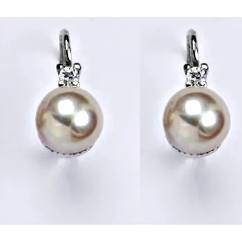 Náušnice Zlaté náušnice s přírodní růžovou perlou 8 mm, bílé i žluté zlato, NK 1207