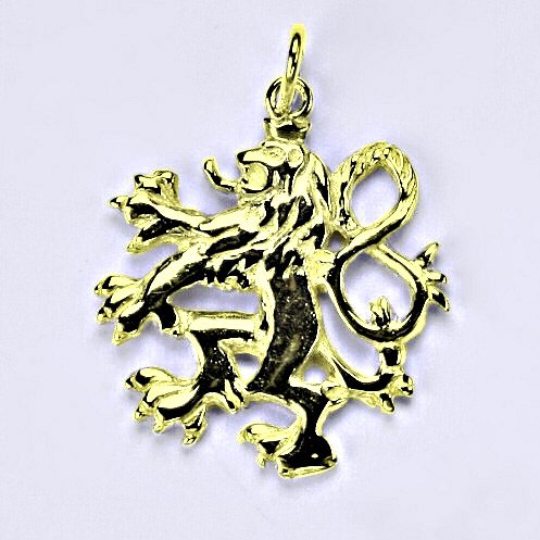 Zlatý přívěsek Český lev, žluté i bílé zlato,14 kt, P 844