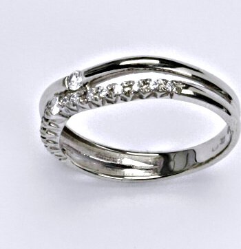 Zlatý prsten s brilianty (diamanty), bílé i žluté zlato 14 kt, T 1406