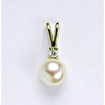 Přívěsek Zlatý přívěšek s přírodní bílou perlou, žluté zlato, 14 kt, P 1207A pp