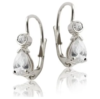Náušnice Zlaté náušnice s čirými zirkony, bílé zlato - VE 144