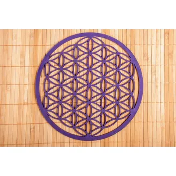 Plakát ,,Květ života" 28 cm - lila na zeď ze dřeva (Průměr 28 cm)