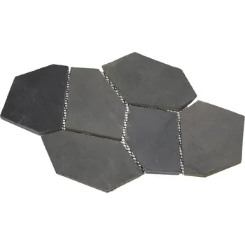 Venkovní dlažba ALFIstyle Kamenná dlažba, břidlice černá, tloušťka 1-2 cm, BL101