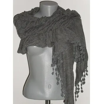 Šála Šála podélná a třásně 034 - šedá VÝPRODEJ