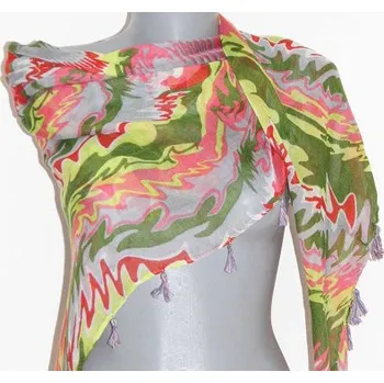 Šátek čtvercový s třásněmi 404 - multikolor se vzorem VÝPRODEJ