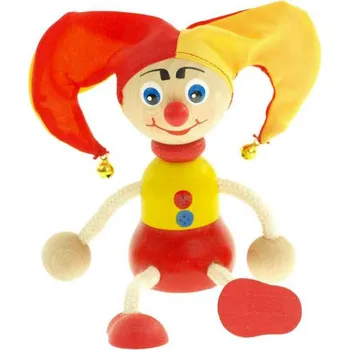 Výuková hračka Panáček kašpárek žlutočervený