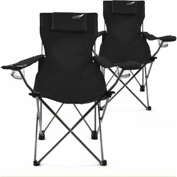 kempingová židle Divero Kempingová sada skládacích židlí černá 2 ks