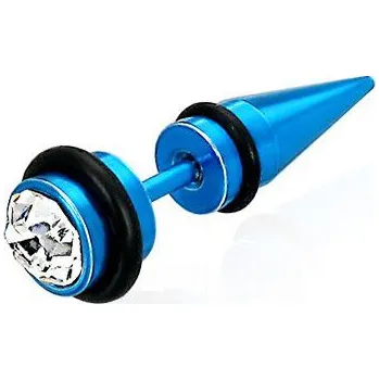Piercing Piercing modrý hrot - čirý zirkon