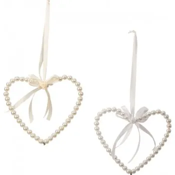 umělá květina Srdíčko bílé perlové duté - závěs