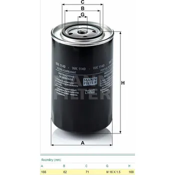 Palivový filtr Filtr paliva WK1149 IVECO, KAROSA