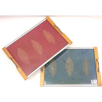 Skleněný podnos lístek 40x28x7