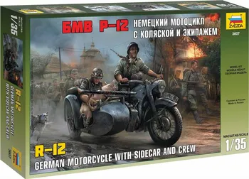 Plastikový model Zvezda German WWII Sidecar R12 with crew 1:35