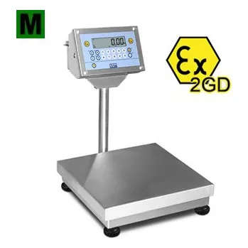 Průmyslová váha váha EPQI2GD150B, 150kg/50g, 400x400mm, ATEX2GD, EU ověření (můstková nerezová váha DINI ARGEO do prostředí Ex napájená z akumulátoru)