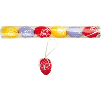 Velikonoční dekorace Vajíčka plastová na zavěšení 6 cm barevná, 6ks