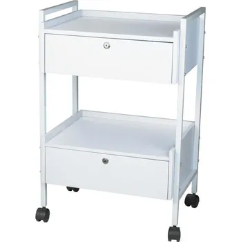 Toaletní stolek Kosmetický stolek na kolečkách SilverFox 1019, 2 zásuvky, bílý + dárek zdarma