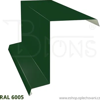 Střešní lemovaní Závětrná lišta horní rš 380 tmavě zelená