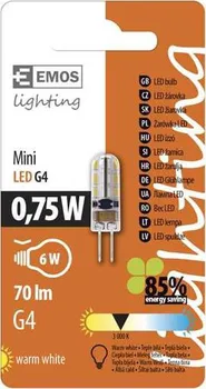 Žárovka Emos LED Classic JC A++ 0,75W G4 teplá bílá
