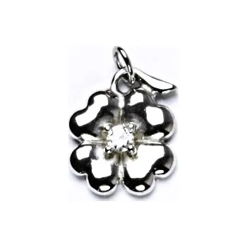 Přívěsek Stříbrný přívěsek čtyřlístek, čirý zirkon - P 219 (Stříbrný čtyřlístek)