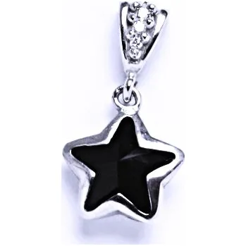 Přívěsek Stříbrný přívěsek , Swarovski krystal černý - P 1325 /2 (Swarovski krystal hvězda)