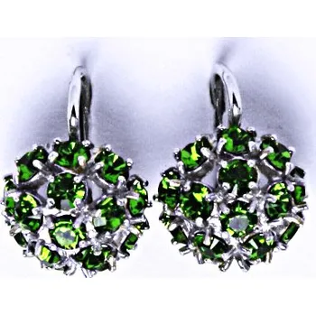 Náušnice Náušnice stříbrné půlkoule s krystalem Swarovski Fern Green,NK 1337