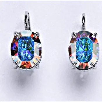 Náušnice Stříbrné náušnice se Swarovski AB krystalem 10 x 8 mm, NK 1242 Sw