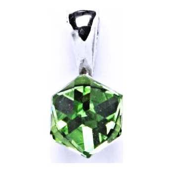 Přívěsek Stříbrný přívěšek s krystalem Swarovski (Peridot 6x6 mm) P 1230