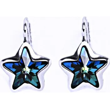 Náušnice Stříbrné náušnice na patent s krystaly Swarovski (modrá 10 mm)NK 1325