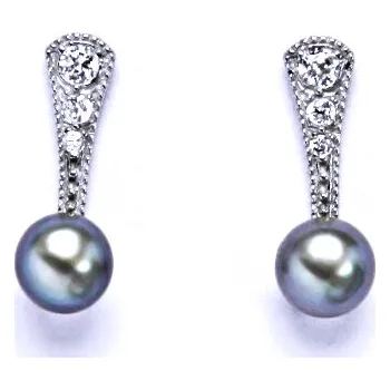 Náušnice Náušnice stříbrné s přírodní světle šedou perlou NŠ 1241 pp