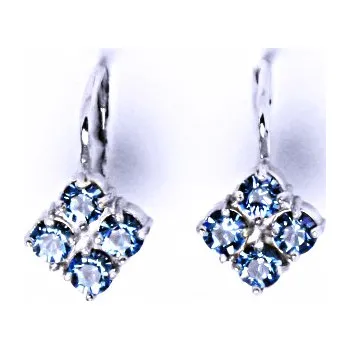 Náušnice Náušnice stříbrné s krystaly Swarovski Akvamarin, šperky, NK 1324