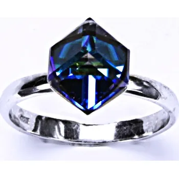 Prsten Stříbrný prsten, krystal Swarovski, bermuda blue, šperky s krystaly, T 1230