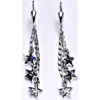Náušnice 1 Náušnice stříbrné s krystaly Swarovski, hvězdičky na řetízku, NK 1326/3/20