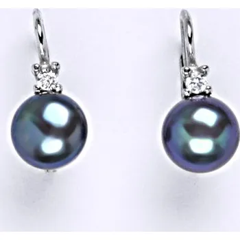 Náušnice Stříbrné náušnice s přírodní černou perlou říční . šperk NK 1207pp