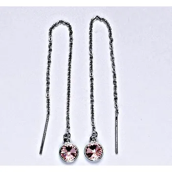 Náušnice Stříbrné řetízkové protahovací náušnice se Swarovski krystalem light rose, NŘ 1336