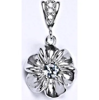 Přívěsek Stříbrný přívěšek se zirkonem akvamarín, kytička, P 1434/2