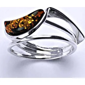 Prsten Stříbrný prsten s přírodním jantarem, prsten ze stříbra, jantar 5,16 g