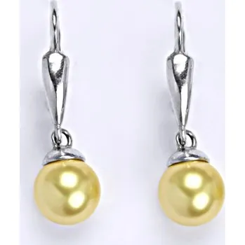 Náušnice Stříbrné náušnice se Swarovski perlou gold 8 mm, NK 1397/20