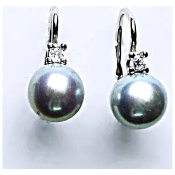 Náušnice Stříbrné náušnice, přírodní říční perla šedá - NK 1207